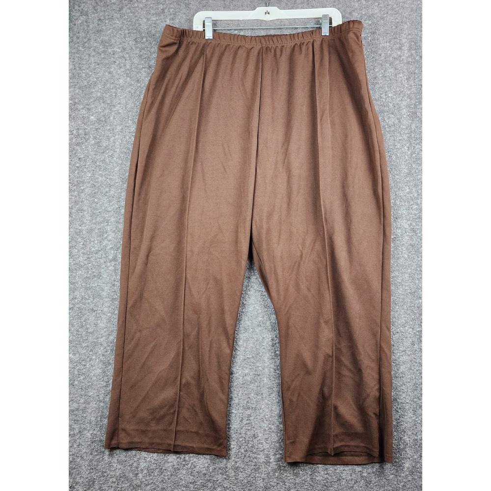 Sara Morgan Pants Women 26WP Brown Elastic Waist Straight Leg Career Trousers